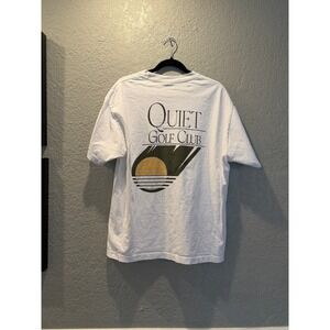 Quiet Golf Club Graphic T Shirt White Size Large Short Sleeve Cotton Casual Tee